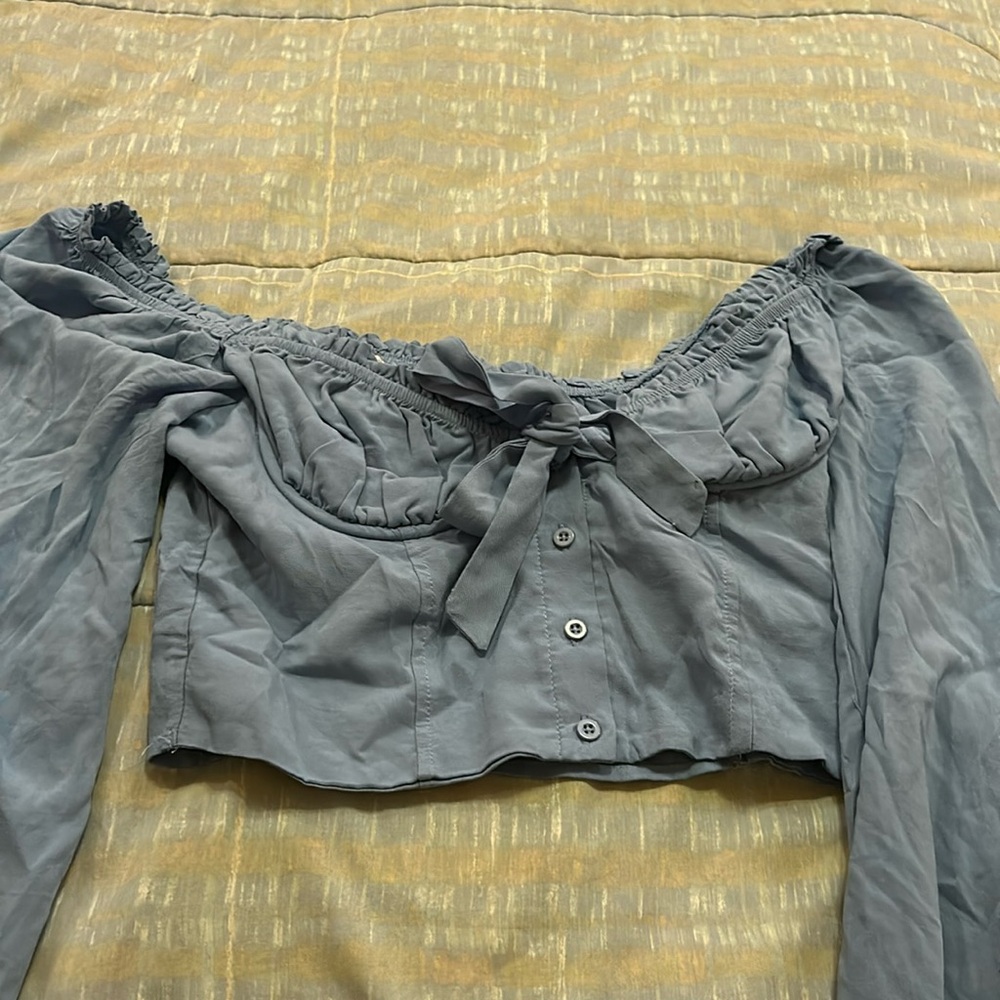 pacsun la hearts dusty blue long sleeve top